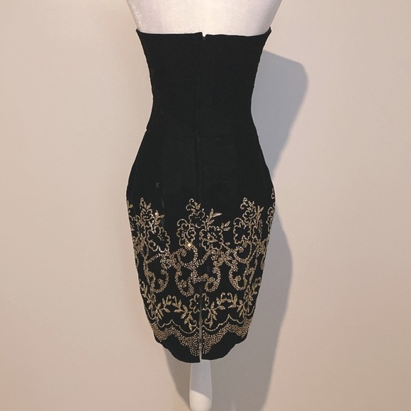 Jessica McClintock gunned sax black velvet gold glitter evening dress - Picture 7 of 11